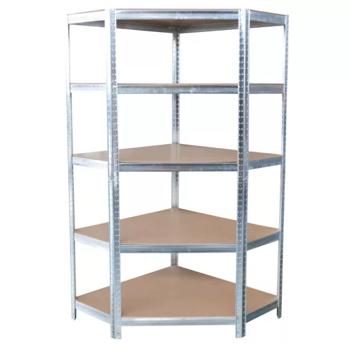 Strend Pro 5 polcos fém/MDF sarok műhelypolc, 180 x 90 x 40 cm, teherbírás: 150 kg/polc