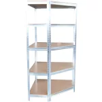 Strend Pro 5 polcos fém/MDF sarok műhelypolc, 180 x 90 x 40 cm, teherbírás: 150 kg/polc