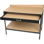 Munkapad, Strend Pro Racks DWB60, fekete, 120 x 60 x 150 cm, polccal, fiókkal, perforált fallal, 230 kg teherbírás, könnyen összeszerelhető