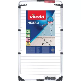   Vileda Mixer 3 ruhaszárító, 30 méter szárítási terület, fehér, háromszintes toronykivitelben, állítható szárítórácsokkal, összecsukható kialakítással