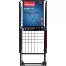   Vileda Universal Ultimate ruhaszárító, 18 méter szárítási terület, fekete, X-alakú vázzal, kinyitható szárnyakkal, összecsukható kialakítással