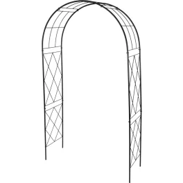   Kerti lugas, Strend Pro Garden, fekete, 120 x 44 x 219 cm, porfestett fém, időjárásálló, kúszónövényekhez, bordás megerősítéssel