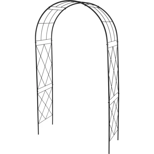 Kerti lugas, Strend Pro Garden, fekete, 120 x 44 x 219 cm, porfestett fém, időjárásálló, kúszónövényekhez, bordás megerősítéssel