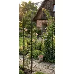 Kerti lugas, Strend Pro Garden, fekete, 113 × 38 × 229 cm, porfestett fém, időjárásálló, kúszónövényekhez, bordás megerősítéssel