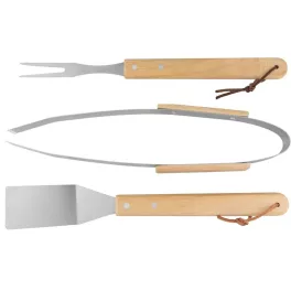   Szerszámkészlet Strend Pro Grill, grillezéshez és sütéshez, fa nyéllel, 3 részes