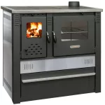 Strend Pro PANONIA fatüzelésű sparhelt, Inox, sütővel, 10,54 kW, 51 × 90 × 85 cm, jobb oldali füstcső kimenet, átmérő: 120 mm