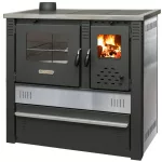 Strend Pro PANONIA fatüzelésű sparhelt, Inox, sütővel, 10,54 kW, 51 × 90 × 85 cm, bal oldali füstcső kimenet, átmérő: 120 mm