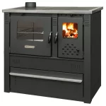 Strend Pro PANONIA fatüzelésű sparhelt, fekete, sütővel, 10,54 kW, 51 × 90 × 85 cm, bal oldali füstcső kimenet, átmérő: 120 mm