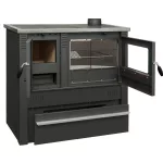 Strend Pro PANONIA fatüzelésű sparhelt, fekete, sütővel, 10,54 kW, 51 × 90 × 85 cm, jobb oldali füstcső kimenet, átmérő: 120 mm