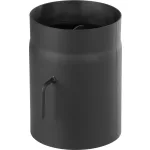 Füstcső, V.A.P.K. HS K0250/130/1,5, fekete, 25 cm / 150 mm, csappantyúval, rövid húzókarral, DC01 acéllemez, vastagfalú, lemezvastagság: 1,5 mm