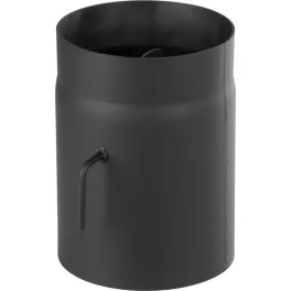   Füstcső, V.A.P.K. HS K0250/130/1,5, fekete, 25 cm / 150 mm, csappantyúval, rövid húzókarral, DC01 acéllemez, vastagfalú, lemezvastagság: 1,5 mm