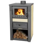 Kályha, Strend Pro Nova Ceramic, 7,5 kW, 120 mm füstcső csatlakozás, bézs, kerámia burkolat, fa és brikett tüzeléshez, EN 13240