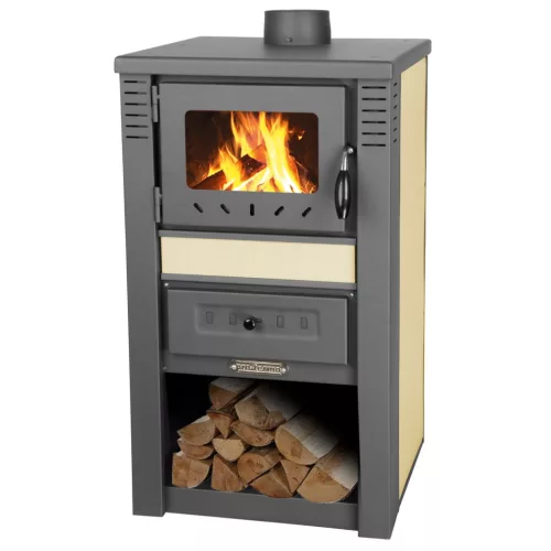 Kályha, Strend Pro Nova Ceramic, 7,5 kW, 120 mm füstcső csatlakozás, bézs, kerámia burkolat, fa és brikett tüzeléshez, EN 13240