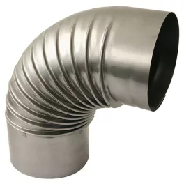   Füstcső könyök, V.A.P.K. Dymo, ezüst, 132 mm / 90°, EN 1856-2 tanúsítás, lemezvastagság: 0,4 mm
