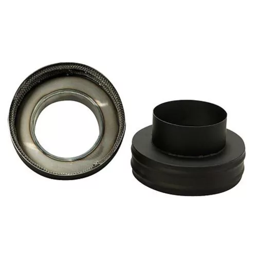Füstcső szűkítő, V.A.P.K. HS 200/150/1,5, fekete, 200 mm - 150 mm, DC01 acéllemez, lemezvastagság: 1,5 mm, kályha-kémény csatlakozáshoz