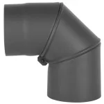 Füstcső könyök, V.A.P.K. HS.EX 090/150/1,5, fekete, 150 mm / 90°, állítható szögű, lemezvastagság: 1,5 mm