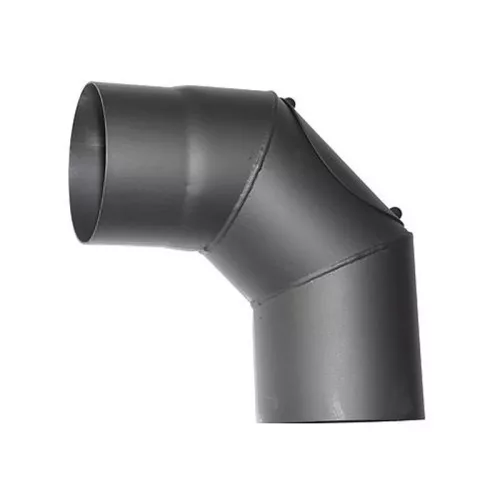 Füstcső könyök, V.A.P.K. HS.CO 090/130/1,5, fekete, 130 mm / 90°, nyílással, lemezvastagság: 1,5 mm