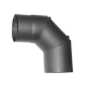 Füstcső könyök, V.A.P.K. HS.CO 090/130/1,5, fekete, 130 mm / 90°, nyílással, lemezvastagság: 1,5 mm