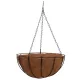 Függő virágcserép, Strend Pro Garden LC-CocoH-24, barna/fekete, átmérő: 35 cm, magasság: 17 cm, lánccal és akasztóval, fém, kókuszrost betéttel, kerek