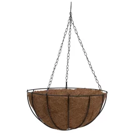   Virágcserép Strend Pro LC-CocoH-22, 25x25x12 cm, függő, acél/kókusz, lánccal és akasztóval