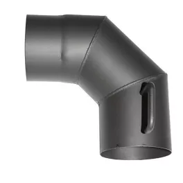   Füstcső könyök, V.A.P.K. HS.K 090/120/1,5, fekete, 120 mm / 90°, pillangószeleppel, lemezvastagság: 1,5 mm