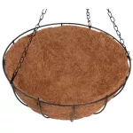 Függő virágcserép, Strend Pro Garden LC-CocoH-23, barna/fekete, átmérő: 30 cm, magasság: 14 cm, lánccal és akasztóval, fém, kókuszrost betéttel, kerek