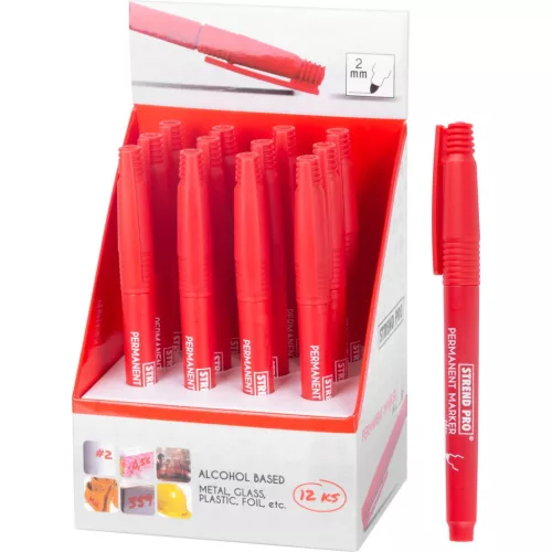 Jelölő Strend Pro Thin, vékony, piros, Eladódoboz 12 db