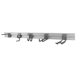   Fali szerszámtartó sín, Strend Pro G-mate GHS6, ezüst/szürke, szélesség: 120 cm, kampókkal és akasztókkal, falra szerelhető