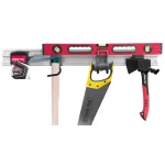Fali szerszámtartó sín, Strend Pro G-mate GHS5, ezüst/szürke, szélesség: 80 cm, kampókkal és akasztókkal, falra szerelhető