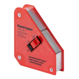   Hegesztő mágnes, Strend Pro QJ6005, piros, 11,1 × 9,5 cm, 12 kg teherbírás, kapcsolóval, 45° és 90° szögtartáshoz