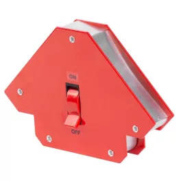   Hegesztő mágnes, Strend Pro QJ6008, piros, 12,7 x 12,7 cm, 25 kg teherbírás, kapcsolóval, 45° és 90° szögtartáshoz