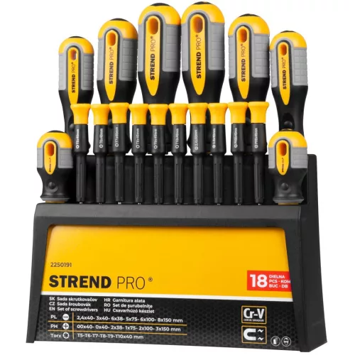 Csavarhúzó készlet Strend Pro SDX72-118, 18 részes, Torx + lapos + Phillips