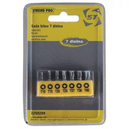   Bit készlet Strend Pro YF40519, 7 részes, S2, T 10-15-20-25-27-30-40