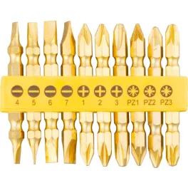   Bit készlet Strend Pro YF40020, 10 részes, L-65 mm, CrV, GoldenFish