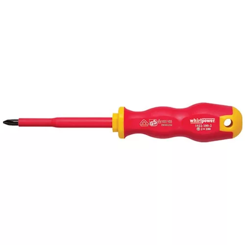Csavarhúzó Whirlpower® 1022, PH0/60 mm, Phillips, DIN8764, VDE 1000, villanyszerelő