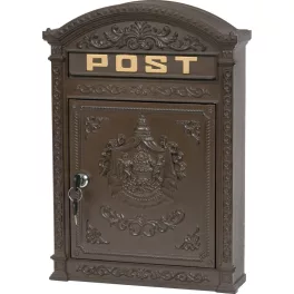   Postaláda, Strend Pro Edgar, barna, 31,5 x 44,5 x 9,5 cm, porszórt acél, 2 kulccsal