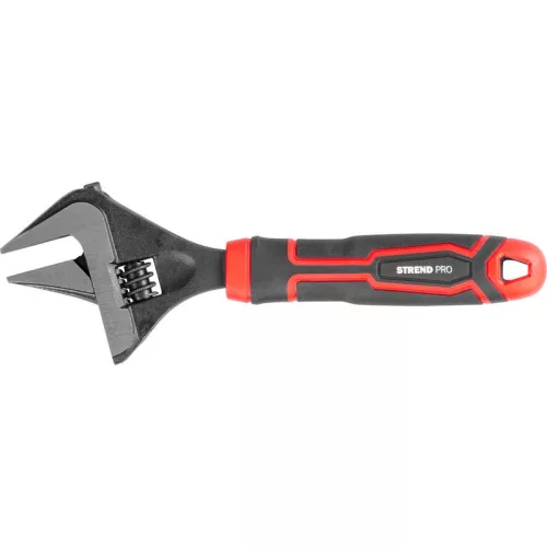 Franciakulcs, Strend Pro Premium ComfortGrip DL26001, fekete/piros, fej: 40 mm, teljes hossz: 215 mm, állítható, Cr-V