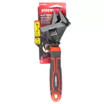 Franciakulcs, Strend Pro Premium ComfortGrip DL26001, fekete/piros, fej: 40 mm, teljes hossz: 215 mm, állítható, Cr-V