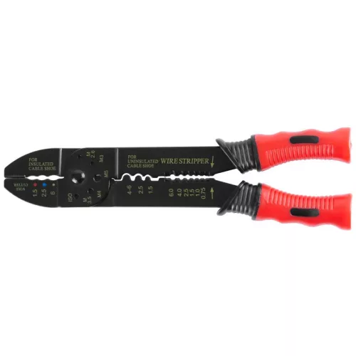 Fogó Strend Pro CT8008, 225 mm, villanyszerelő, kábelcsupaszító, krimpelő, kábelekhez, 0,75-6.0 mm