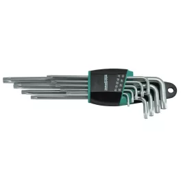   Torxkulcs-készlet, Whirlpower 158-1109, ezüst/fekete, 9 részes, T10, T15, T20, T25, T27, T30, T40, T45, T50, extra hosszú kivitel