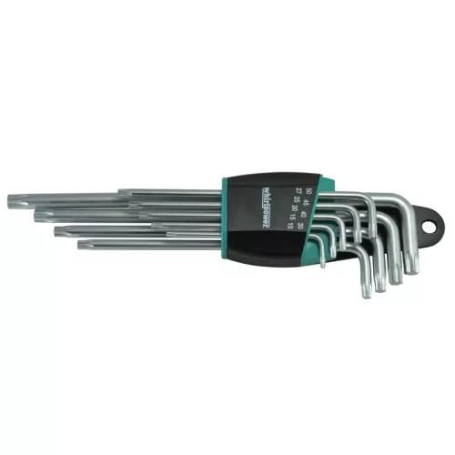 Torxkulcs-készlet, Whirlpower 158-1109, ezüst/fekete, 9 részes, T10, T15, T20, T25, T27, T30, T40, T45, T50, extra hosszú kivitel