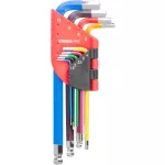 Imbuszkulcs készlet, Strend Pro, színes, 9 részes, 1,5 – 10 mm, Cr-V, gömbfejes, színkódolt