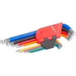 Imbuszkulcs készlet, Strend Pro, színes, 9 részes, 1,5 – 10 mm, Cr-V, gömbfejes, színkódolt