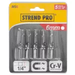 Fej Strend Pro MS84, mágneses, 6 mm, 1/4", mágneses bittartó, 5 db-os csomag