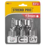 Fej Strend Pro MS84, mágneses, 13 mm, 1/4", mágneses bittartó, 5 db-os csomag