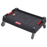Gurulós szerszámtartó, Qbrick Patrol System Two Platform Transport, 59,5 × 39,5 × 17,5 cm, fekete, fékes kerekek, 100 kg teherbírás