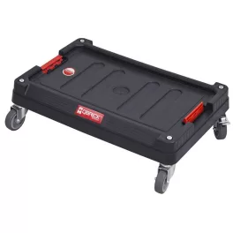   Gurulós szerszámtartó, Qbrick Patrol System Two Platform Transport, 59,5 × 39,5 × 17,5 cm, fekete, fékes kerekek, 100 kg teherbírás