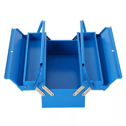 Szerszámosdoboz, Strend Pro TB102F, 43 x 20 x 16 cm, kék, 3 részes, fém, széthajtható, hordozható
