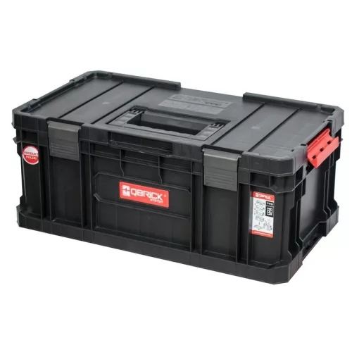 Szerszámosdoboz, Qbrick Patrol System Two Toolbox Plus Vario, 53 x 31,3 x 22,3 cm, fekete, 26 l, moduláris, masszív fogantyú, 2 állítható válaszfal
