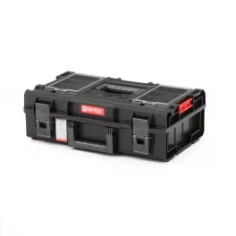   Szerszámosdoboz, Qbrick Patrol System One 200 Profi, 58,5 x 38,5 x 19 cm, fekete, 15,5 l, víz- és porálló, hermetikus, rekeszes rendezővel, 120 kg teherbírás